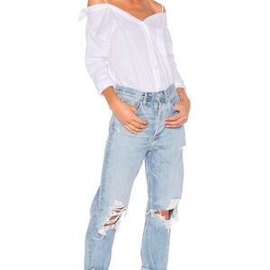 Agolde 90’s mid rise loose fit ripped blue jeans, size 26